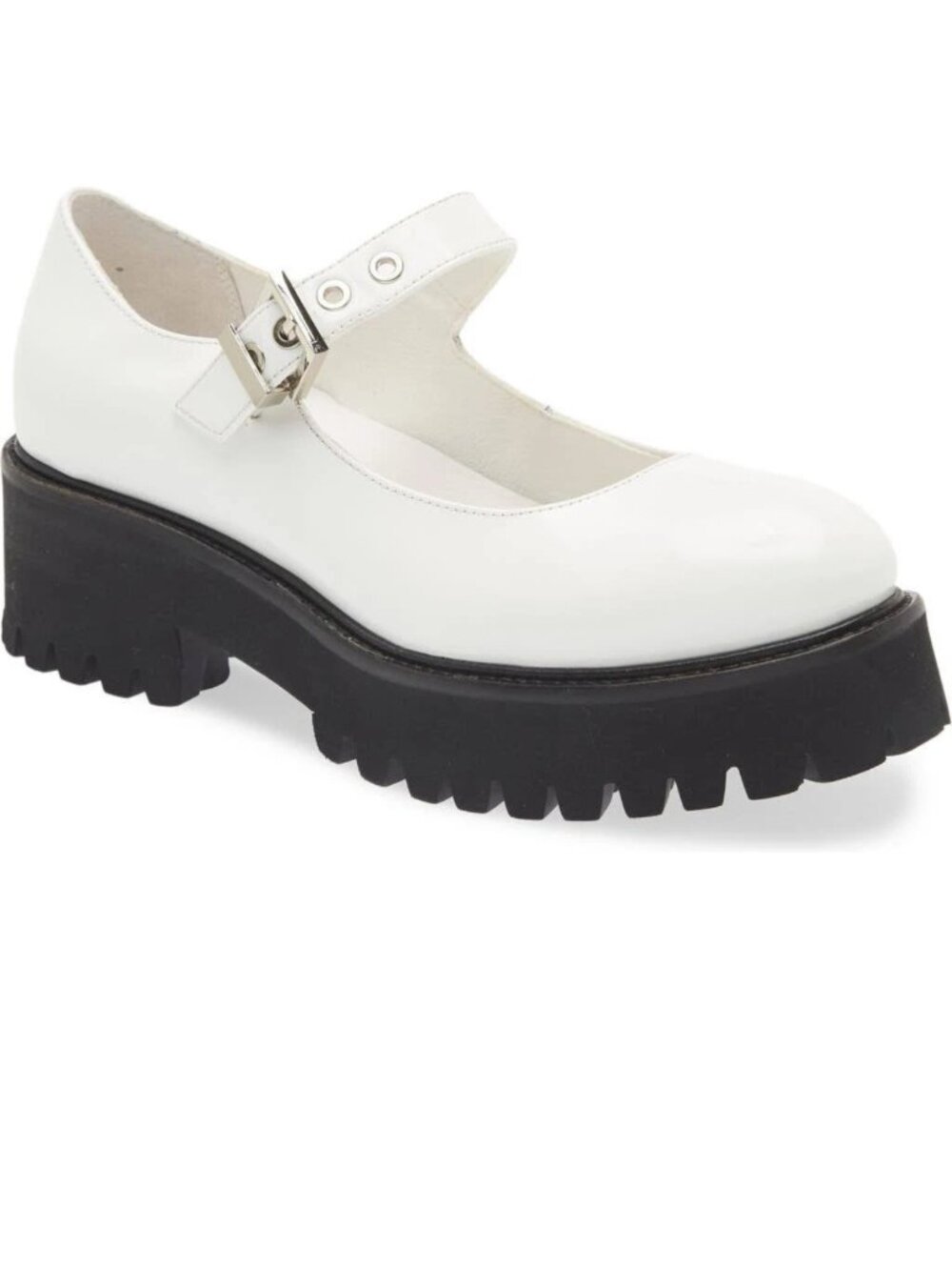 Jeffrey Campbell women's white Cozza mary jane chunky heels size 10 leather